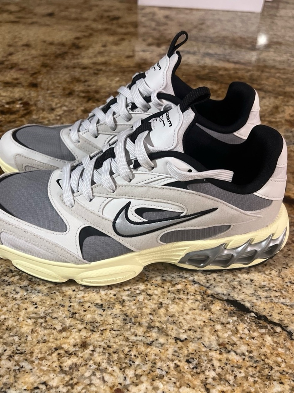 Nike White, Gray & Black Mesh Running Sneakers